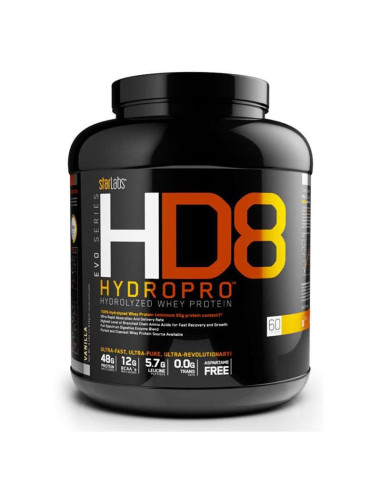 HD8 Hydropro complément alimentaire de la marque starlabs nutrtion et labelisée Optipep , elle contient des di-peptides et des