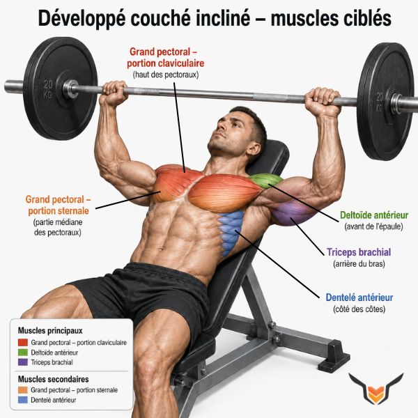 anatomie développé couché incliné